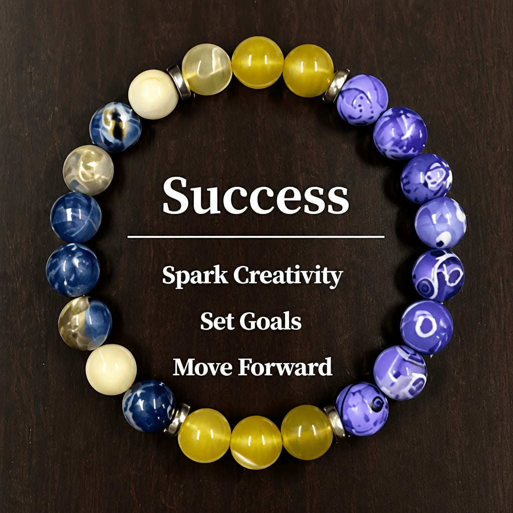 9pcs Natural Stone & Glass Bead Layered Bracelet Set – 8mm Handcrafted Beaded Bracelets with Zinc Alloy Accents, Elegant Stackable Jewelry for Women, Perfect Gift for Parties, Banquets & Festivals