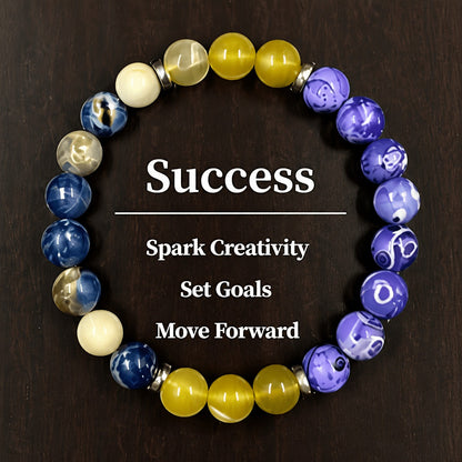 9pcs Natural Stone & Glass Bead Layered Bracelet Set – 8mm Handcrafted Beaded Bracelets with Zinc Alloy Accents, Elegant Stackable Jewelry for Women, Perfect Gift for Parties, Banquets & Festivals