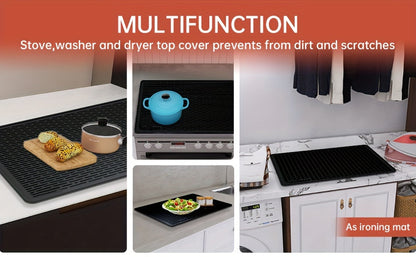 Silicone Electric Stove Top Cover Mat 28"x20" – Heat-Resistant Up to 450°F, Non-Slip Washable Ceramic Glass Cooktop Protector, Extra Large Flat RV Range Cover & Multipurpose Kitchen Mat, Black