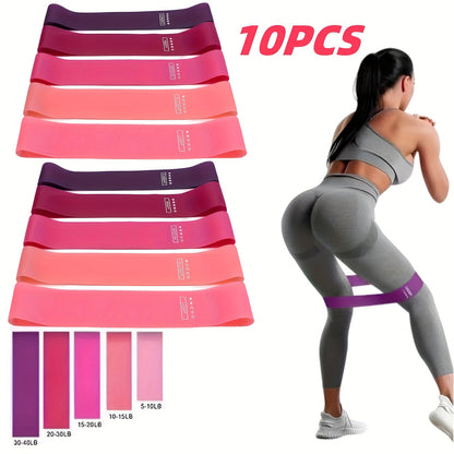 Resistance Bands Set 10-11 Piece TPE Loop Bands for Women – Full Body Workout Kit for Yoga, Pilates, Gym & Weight Training, Heavy-Duty Exercise Bands for Deep Squat & Stretching, Pink with Storage Bag