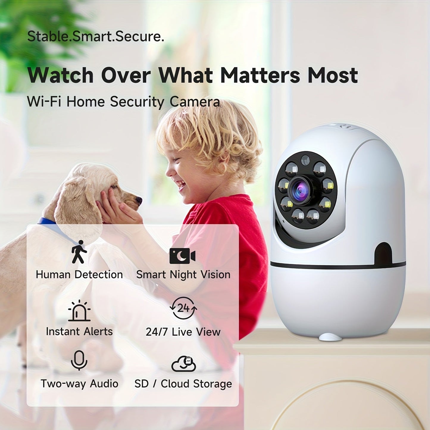 2-Pack Indoor Security Camera 355° Rotation – 2.4G/5G WiFi, Motion Detection, Full-Color Night Vision, Two-Way Audio, Cloud & 256GB TF Card Storage, Alexa Compatible, Baby & Pet Monitor for Home