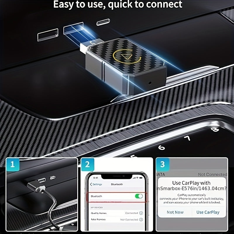 Mini Wireless CarPlay Adapter 2025 Upgraded – Plug & Play Wired to Wireless CarPlay Dongle for Apple iPhone & Android, Low Latency, Fast Stable Connection, No Battery Required, USB Set Included