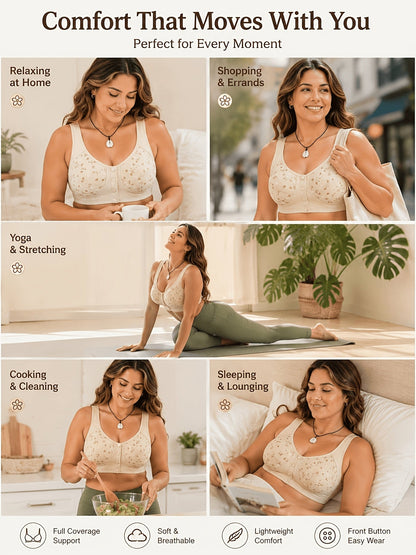 7 Pack Seamless Wireless Bra Set for Women – Soft Front Button Bralettes, No Underwire, Comfortable & Breathable for Daily Wear, Yoga, Travel & Festivals, Sizes S-XXL