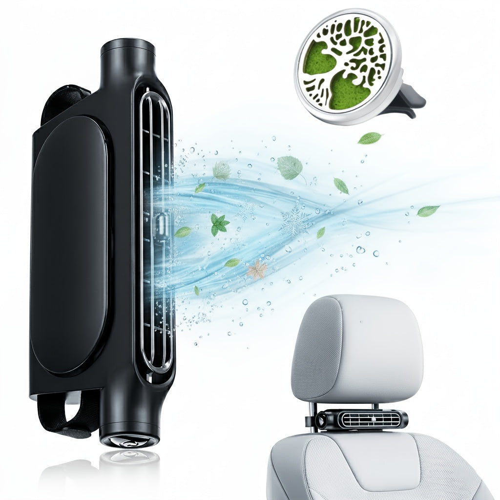 Bladeless USB Car Fan 3-Speed Quiet Cooling – Plug-and-Play Seat Fan with USB Cable, Stay Cool in Traffic, Universal Fit All Car Models, White & Black
