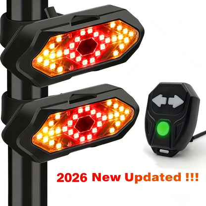 Bike Tail Light with Turn Signals USB Rechargeable 120 Lumens 5 Modes Wireless Remote Control LED Safety Rear Light for Road Mountain Commuter Bike Adults Kids Men Women Cycling