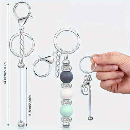 Stainless Steel Beadable Keychain Blanks DIY Kit – 12 & 24pcs Metal Keyring Pendants with Charms for Crafting, Christmas & Halloween Gifts, Gold, Silver & Rose Gold