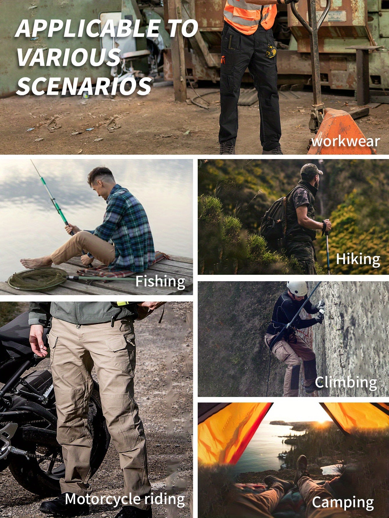 Men's Tactical Cargo Pants 2-Pack Ripstop Multi-Pocket Outdoor Work Pants for Camping Hiking Hunting Fishing Straight Leg Belt Loops S-XXXL