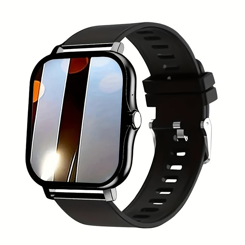 Smartwatch with Wireless Calling Full Touch Screen Fitness Tracker Multiple Sport Modes Music Control Heart Rate Sleep Monitor Compatible iPhone Android Silicone Classic Band Men Women Gift