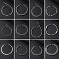 12pcs Men's Hip Hop Stainless Steel Cuban Chain Bracelet Set - Curb Link Wristband for Daily Wear, Party, Festival, Rave & Gift