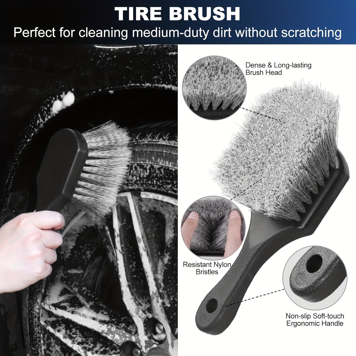 26PCS Car Detailing Brush Set Complete Car Cleaning Kit with Drill Brushes Wash Mitt Tire Brush Window Squeegee Cleaning Gel Spray Bottle for Interior Exterior Wheels Windshield Professional Auto Care