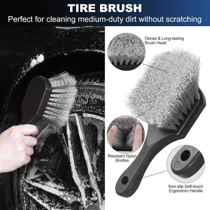 26PCS Car Detailing Brush Set Complete Car Cleaning Kit with Drill Brushes Wash Mitt Tire Brush Window Squeegee Cleaning Gel Spray Bottle for Interior Exterior Wheels Windshield Professional Auto Care