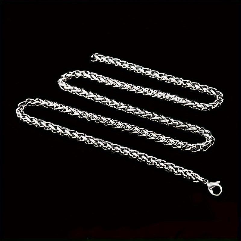 8pcs Men's Stainless Steel Necklace Set – Cuban Chain & Twisted Chain Hip Hop Street Style, Durable Fashion Chains for Men, Perfect Gift for Boyfriend, Son, Father's Day & Birthday
