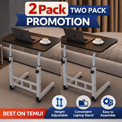 Mobile Lift Table Adjustable Height Rolling Laptop Desk Bedside Sofa Side Table for Bedroom Home Office