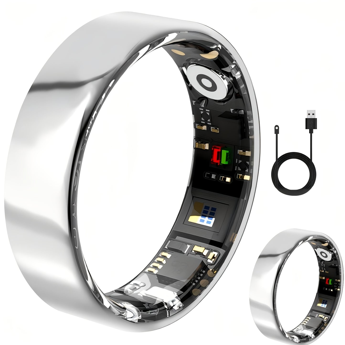 Smart Ring with Charging Case Health Fitness Tracker Steps Calories Sleep Monitor Bluetooth 6.0 – iPhone Android Compatible Black Gold Silver Sizes 7-13 USB Charging Gift