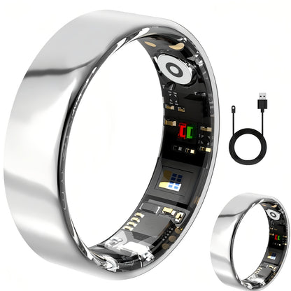 Smart Ring with Charging Case Health Fitness Tracker Steps Calories Sleep Monitor Bluetooth 6.0 – iPhone Android Compatible Black Gold Silver Sizes 7-13 USB Charging Gift