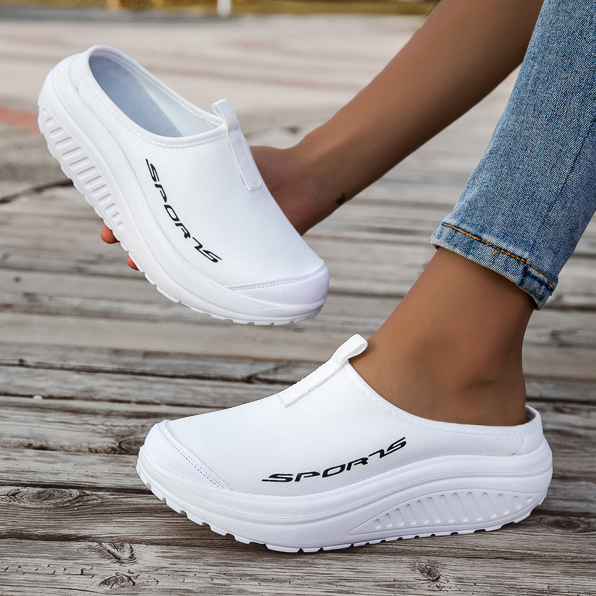 Women's Breathable Mesh Slippers Thickened Shock-Absorbing Sole Lightweight Anti-Slip Indoor Outdoor Casual Shoes Four-Season Comfortable Stylish Footwear White Black Apricot US Size 6-11