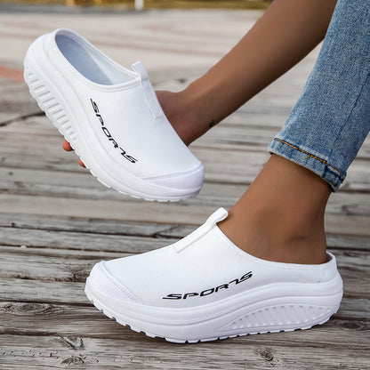 Women's Breathable Mesh Slippers Thickened Shock-Absorbing Sole Lightweight Anti-Slip Indoor Outdoor Casual Shoes Four-Season Comfortable Stylish Footwear White Black Apricot US Size 6-11