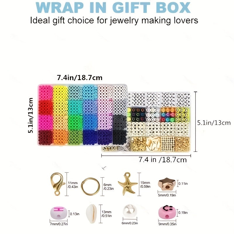 7200pcs Clay Beads Bracelet Making Kit Colorful Soft Clay Beads for DIY Friendship Bracelets Jewelry Making with Storage Box Complete Bead Set for Girls Kids Teens Adults Craft Supplies