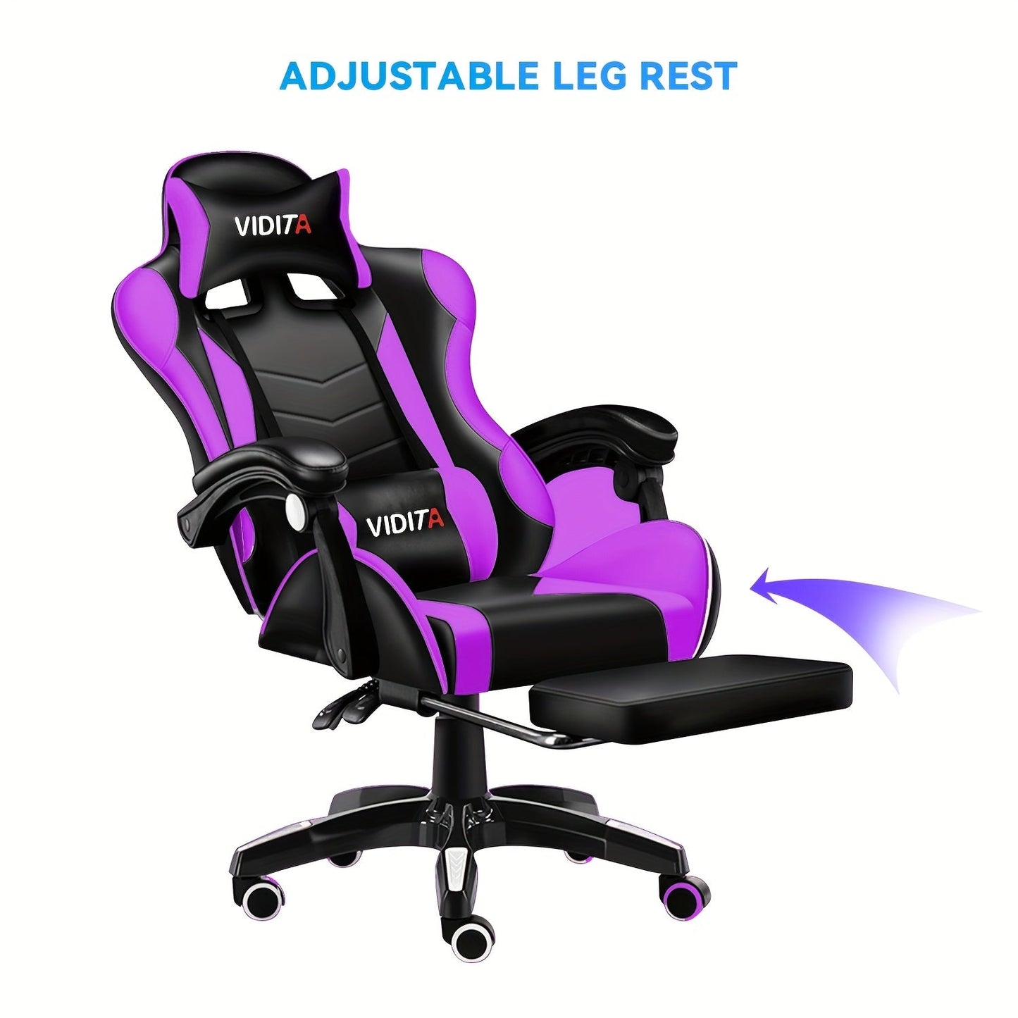 Gaming Chair High Back Ergonomic Racing Chair with Footrest & Lumbar Support – Adjustable Recline Swivel Computer Office Chair, 8 Colors