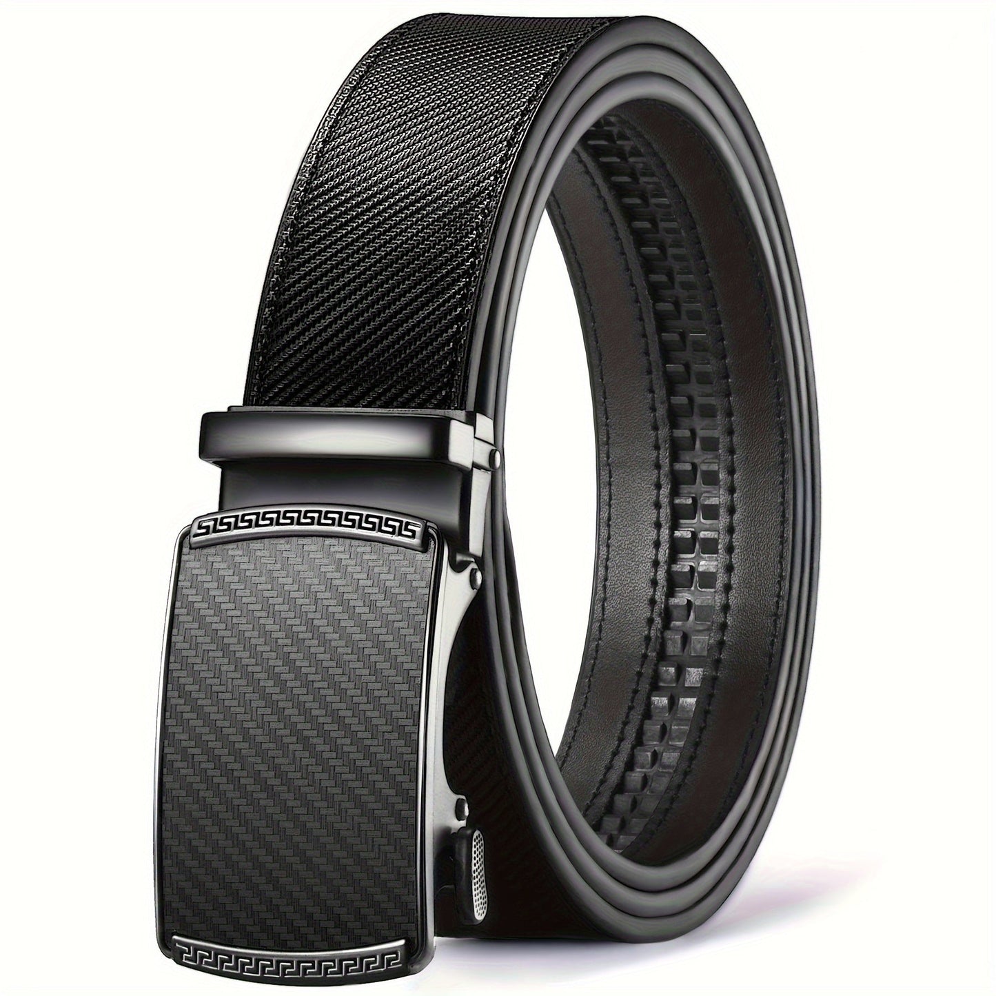 Men's Leather Slide Ratchet Dress Belt with Automatic Click Buckle – Zinc Alloy Buckle, Adjustable 28"-46" Waist, 8 Styles, Business Formal Belt, Perfect Gift for Husband, Father's Day & Christmas