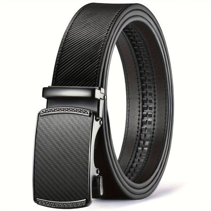 Men's Leather Slide Ratchet Dress Belt with Automatic Click Buckle – Zinc Alloy Buckle, Adjustable 28"-46" Waist, 8 Styles, Business Formal Belt, Perfect Gift for Husband, Father's Day & Christmas