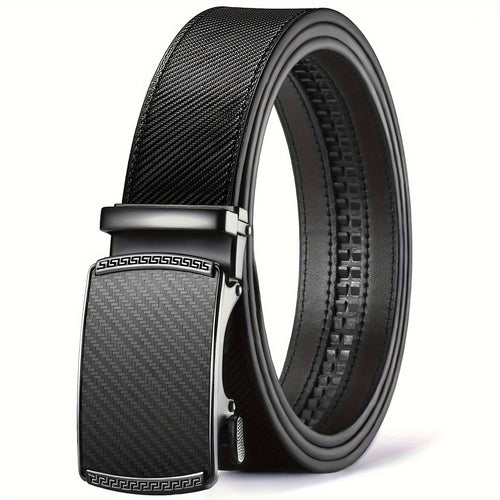 Men's Leather Slide Ratchet Dress Belt with Automatic Click Buckle – Zinc Alloy Buckle, Adjustable 28"-46" Waist, 8 Styles, Business Formal Belt, Perfect Gift for Husband, Father's Day & Christmas