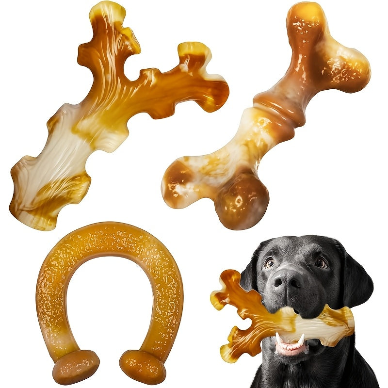 3-Pack Indestructible Nylon Dog Chew Toys for Aggressive Chewers – Tough Durable Chew Set for Large Breed Dogs, Stripe Pattern Design, Heavy-Duty Teething & Dental Chew Toys