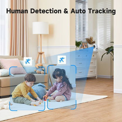 2-Pack Indoor Security Camera 355° Rotation – 2.4G/5G WiFi, Motion Detection, Full-Color Night Vision, Two-Way Audio, Cloud & 256GB TF Card Storage, Alexa Compatible, Baby & Pet Monitor for Home