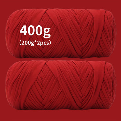 T-Shirt Fabric Yarn 400g (2 x 200g) Chunky Cotton Blend in 49 Colors – Soft Thick Yarn for Crochet Baskets, Bags, Rugs, Macrame & Knitting Projects – Beginner-Friendly Craft Yarn