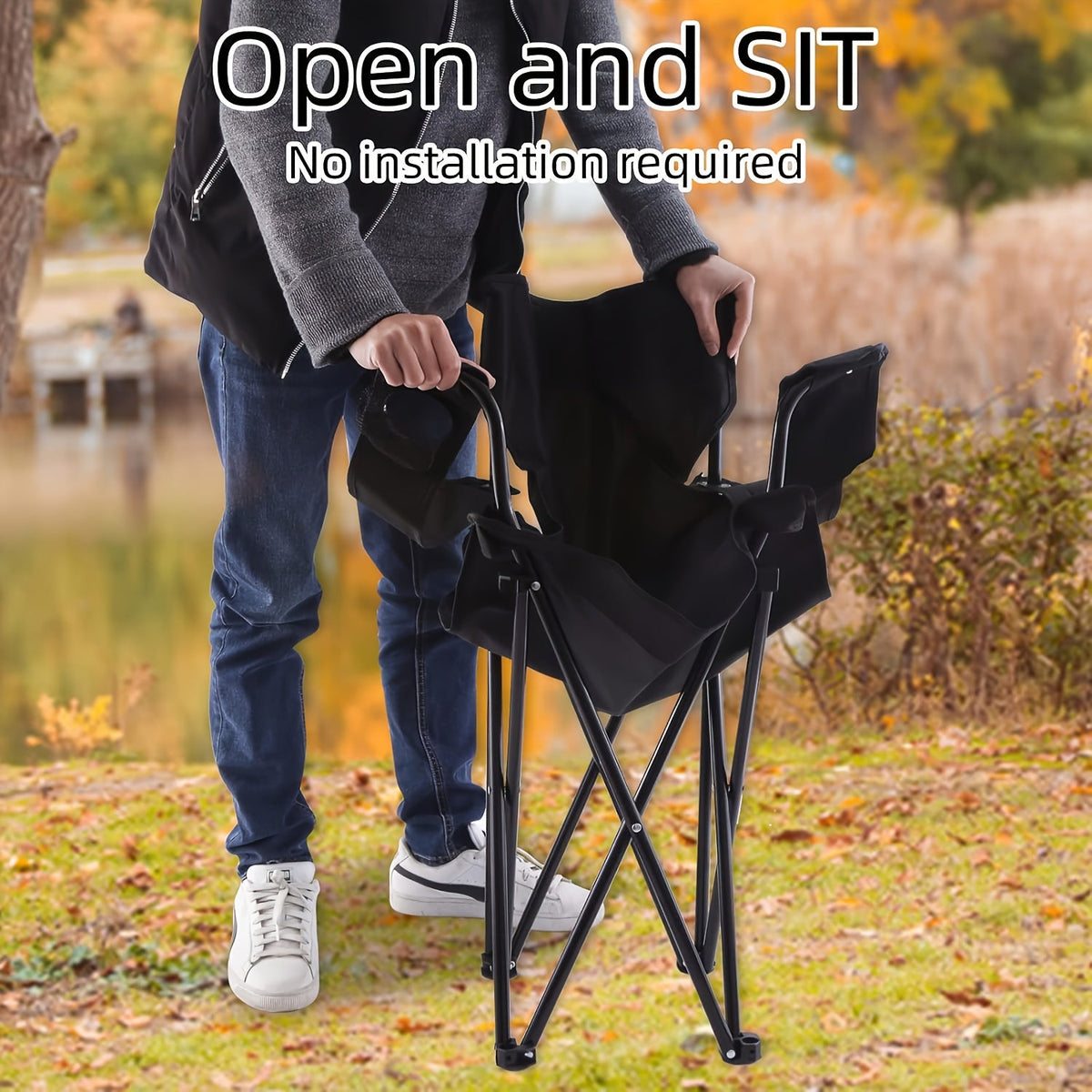 Foldable Camping Chairs 2 Pack – Steel Frame Oxford Cloth Cup Holders Portable Storage Bags for Outdoor BBQ Courtyard Beach Picnic Holiday Gift