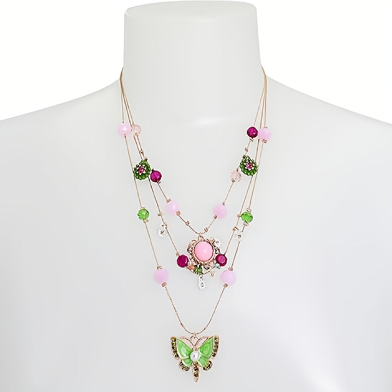 925 Sterling Silver Handmade Multi-Layer Love Beaded Necklace & Earring Set for Women – December Birthstone Jewelry, Elegant Daily & Wedding Gift with Free Gift Box