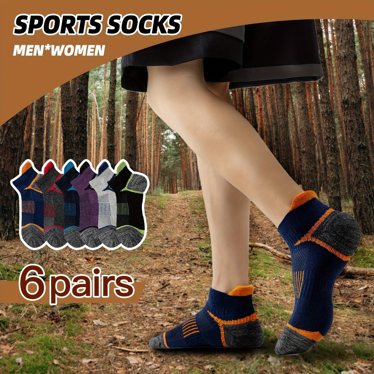 6 Pairs Merino Wool Hiking Socks for Men & Women, Cushioned Ankle Running Work Socks with Compression Support, Sweat-Absorbing Breathable Low Cut Invisible Design – Great Gift Idea