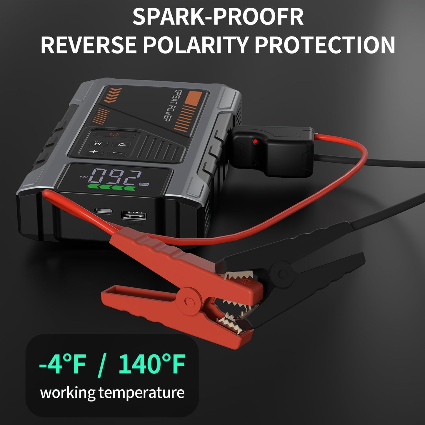Portable Car Jump Starter 12V Battery Booster Pack with Optional Air Compressor - Emergency Battery Jump Start for Gasoline & Diesel Engines, Compatible with Sedans, SUVs, Trucks & Lawn Mowers