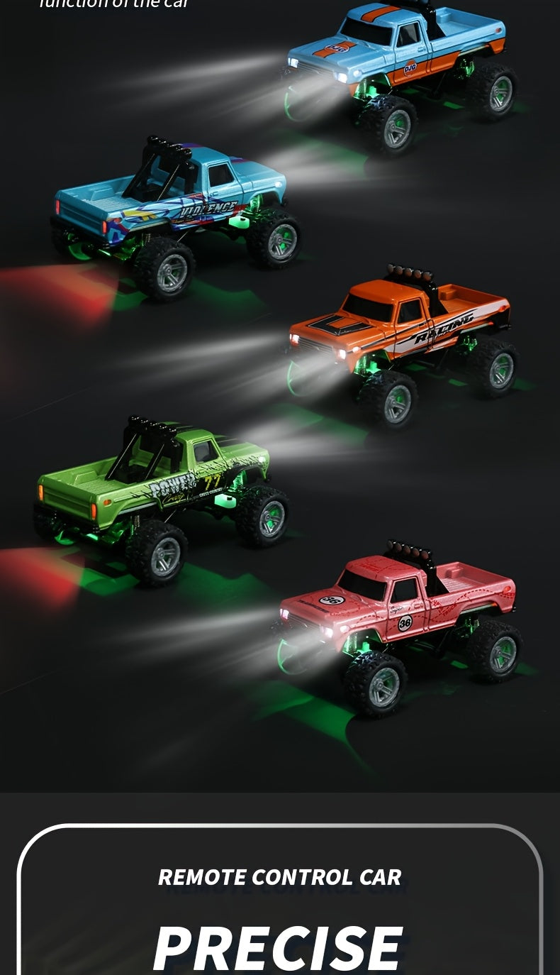 1:64 Alloy Mini Remote Control Off-Road Truck with Shock Absorbers Die-Cast RC Car Toy Gift for Boys Kids Birthday Christmas Halloween Dark Gray Teal Green Sky Blue Mixed