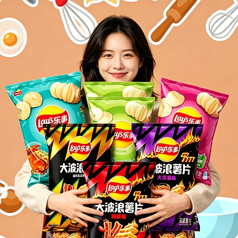 Lay's Potato Chips Variety Pack 3 or 6 Packs (65g/70g Each) – Assorted Flavors Snack Pack for Office, Parties, Casual Gatherings & On-the-Go Snacking