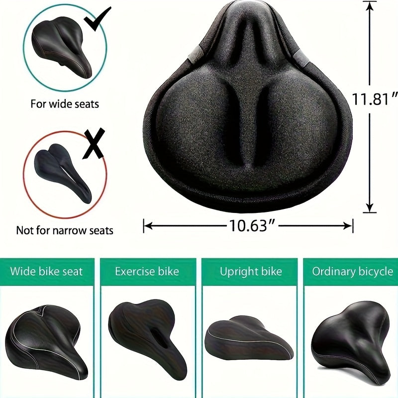 Waterproof Silicone Bike Seat Cover Universal Fit 10.6"x11.8" Extra Wide Cushioned Protection for Mountain Bike, Road Bike, Electric Bike & Motorcycle Saddle