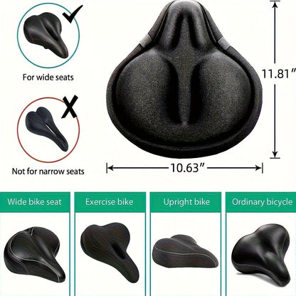 Waterproof Silicone Bike Seat Cover Universal Fit 10.6"x11.8" Extra Wide Cushioned Protection for Mountain Bike, Road Bike, Electric Bike & Motorcycle Saddle
