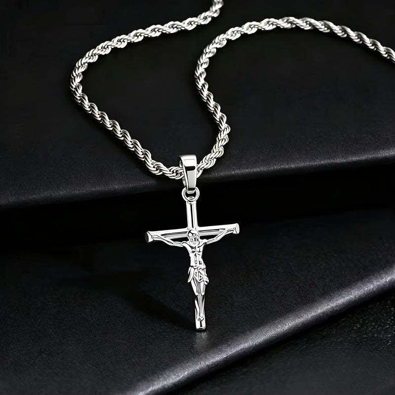 Stainless Steel Cross Necklace for Men & Women – Dainty Unisex Religious Pendant Necklace, Lightweight 0.25oz Exquisite Craftsmanship, Perfect Gift for Christmas, Birthday & Confirmation, 55cm / 22in