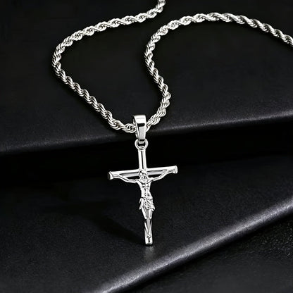 Stainless Steel Cross Necklace for Men & Women – Dainty Unisex Religious Pendant Necklace, Lightweight 0.25oz Exquisite Craftsmanship, Perfect Gift for Christmas, Birthday & Confirmation, 55cm / 22in