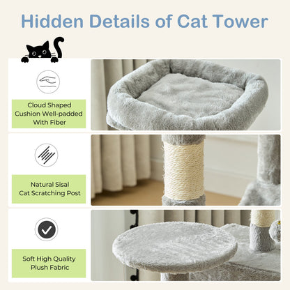 44-Inch Cat Tree Tower for Indoor Cats with Condo, Hammock & Natural Sisal Scratching Posts – Multi-Level Cat Furniture with Perches & Pet House for Multiple Cats, 5 Colors