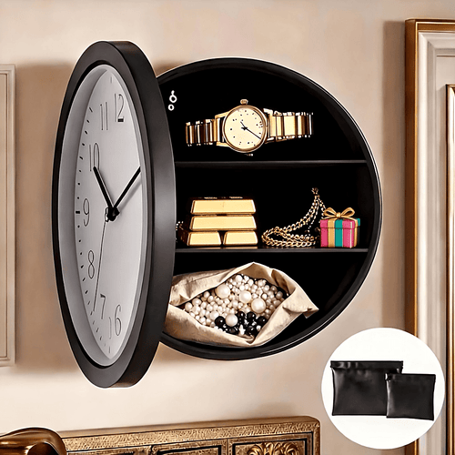Wall-Mounted Diversion Safe Clock Hidden Secret Storage for Cash Coins Valuables Home Office Security Vault Concealed Coin Safe Sturdy Durable