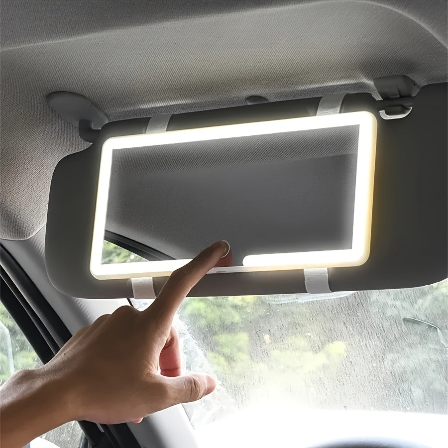 Rechargeable Ultra-Thin LED Car Visor Vanity Mirror 3 Light Modes Lighted Makeup Mirror for Car Truck SUV Low Voltage Sun Visor Mirror Gift for Women White