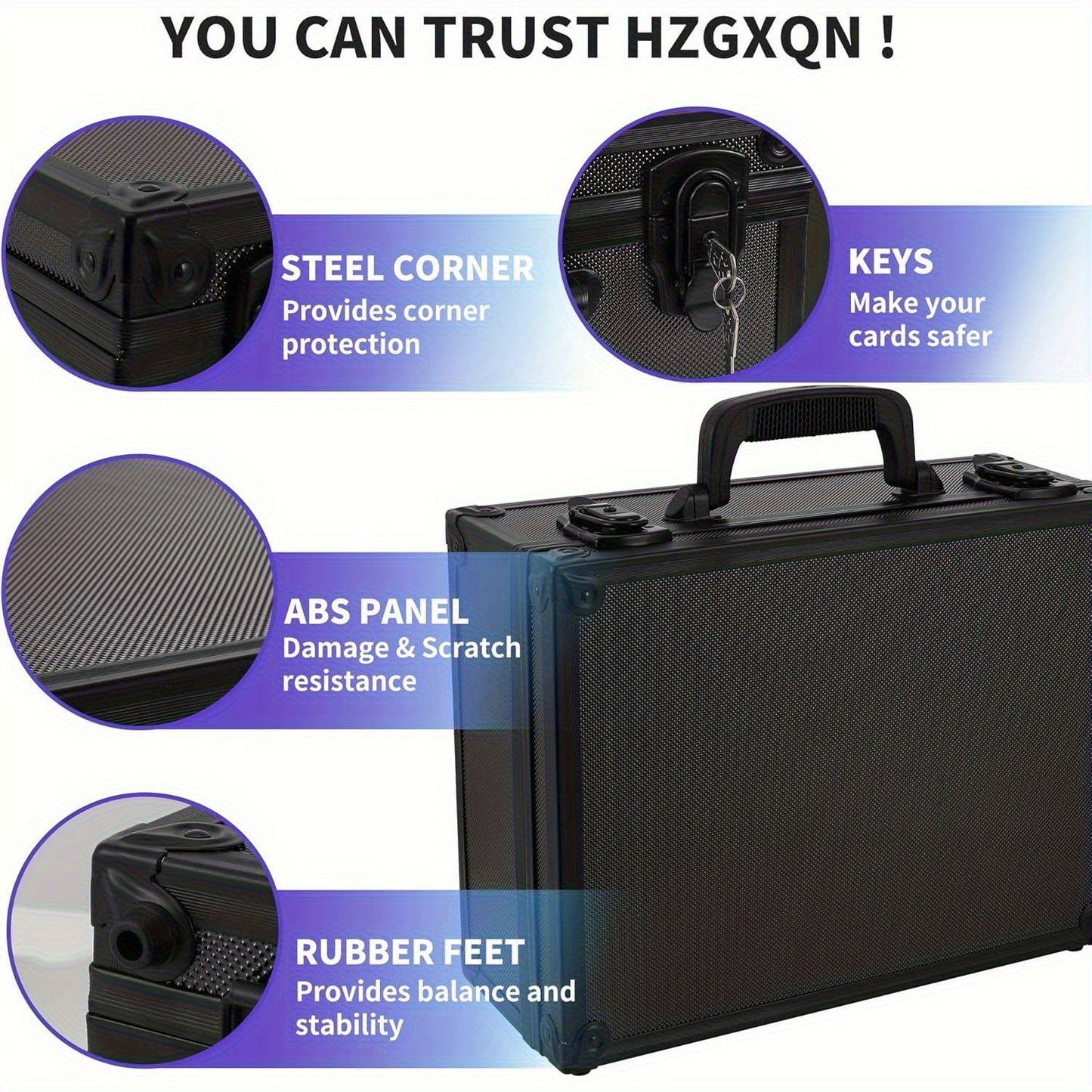 Trading Card Storage Box with Lock Holds 600 Plus 3x4 35PT Rigid Top Loaders Sports Card Organizer Case for Pokemon MTG Yu-Gi-Oh Baseball Football Standard and Mini Size Options