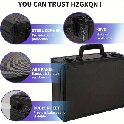 Trading Card Storage Box with Lock Holds 600 Plus 3x4 35PT Rigid Top Loaders Sports Card Organizer Case for Pokemon MTG Yu-Gi-Oh Baseball Football Standard and Mini Size Options