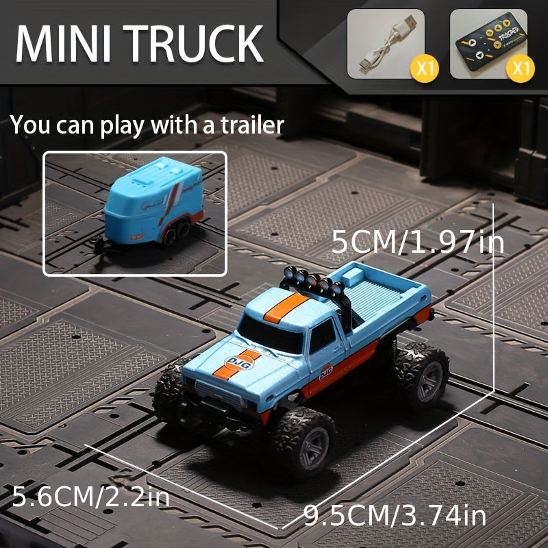 1:64 Alloy Mini Remote Control Off-Road Truck with Shock Absorbers Die-Cast RC Car Toy Gift for Boys Kids Birthday Christmas Halloween Dark Gray Teal Green Sky Blue Mixed