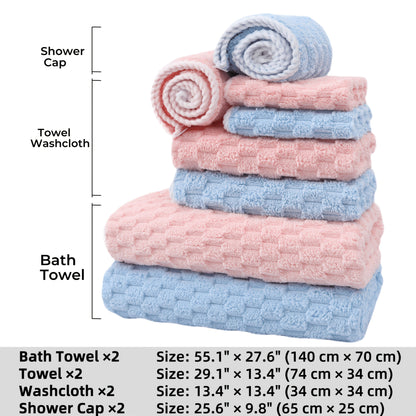 Waffle Weave Bath Towels 4-Pack & 8-Pack Ultra-Soft Quick-Dry Microfiber – Super Absorbent 281g/m² 80/20 Polyamide Spa Gym Travel Towels, Lint-Free Antimicrobial, Multiple Colors