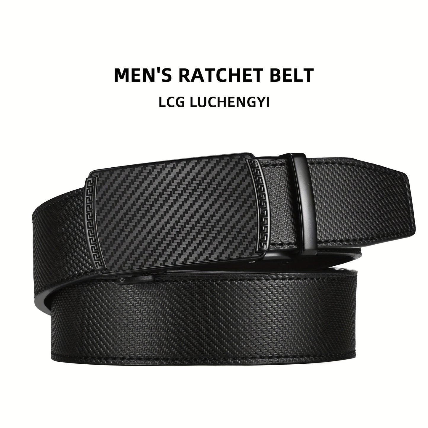 Men's Leather Slide Ratchet Dress Belt with Automatic Click Buckle – Zinc Alloy Buckle, Adjustable 28"-46" Waist, 8 Styles, Business Formal Belt, Perfect Gift for Husband, Father's Day & Christmas