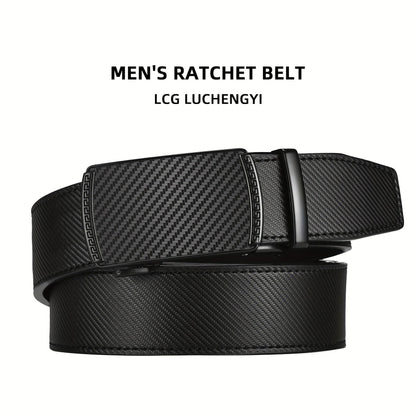 Men's Leather Slide Ratchet Dress Belt with Automatic Click Buckle – Zinc Alloy Buckle, Adjustable 28"-46" Waist, 8 Styles, Business Formal Belt, Perfect Gift for Husband, Father's Day & Christmas