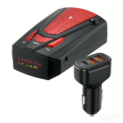 16-Band Car Radar & GPS Detector – 360° LIDAR & Anti-Speed Camera Detection, Voice Alarm, Real-Time Threat Alerts for Safer Driving