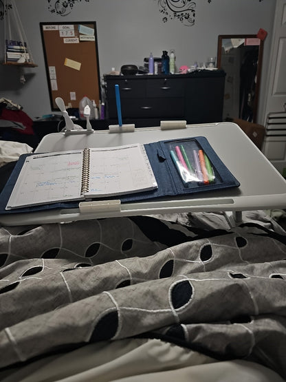 Lap Desk Bed Tray Table with USB Light Fan & Drawer – Adjustable Portable Laptop Stand for Bed Couch Sofa, Laptop Desk for Reading Writing Eating, 10 Colors & Sizes